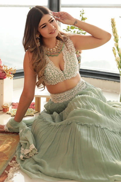 Buy Sea Green Color Lehengas Online