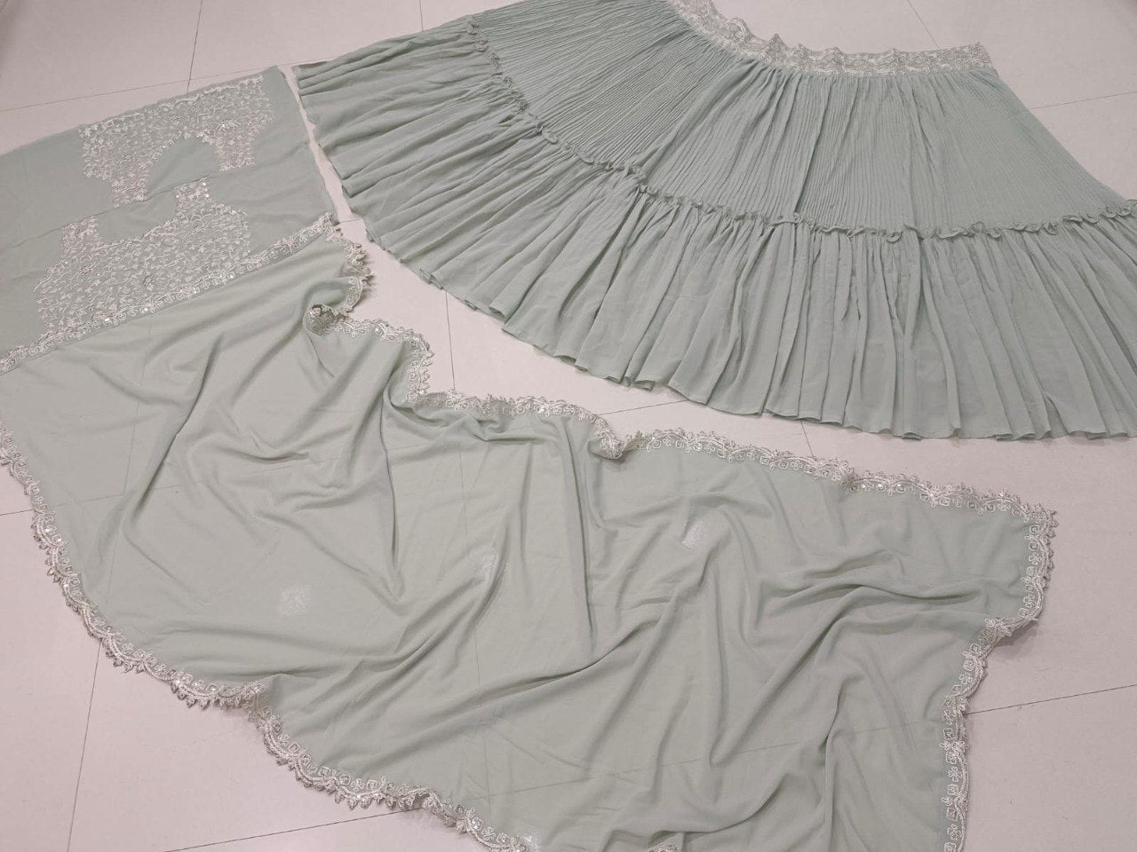 Buy Sea Green Color Lehengas Online