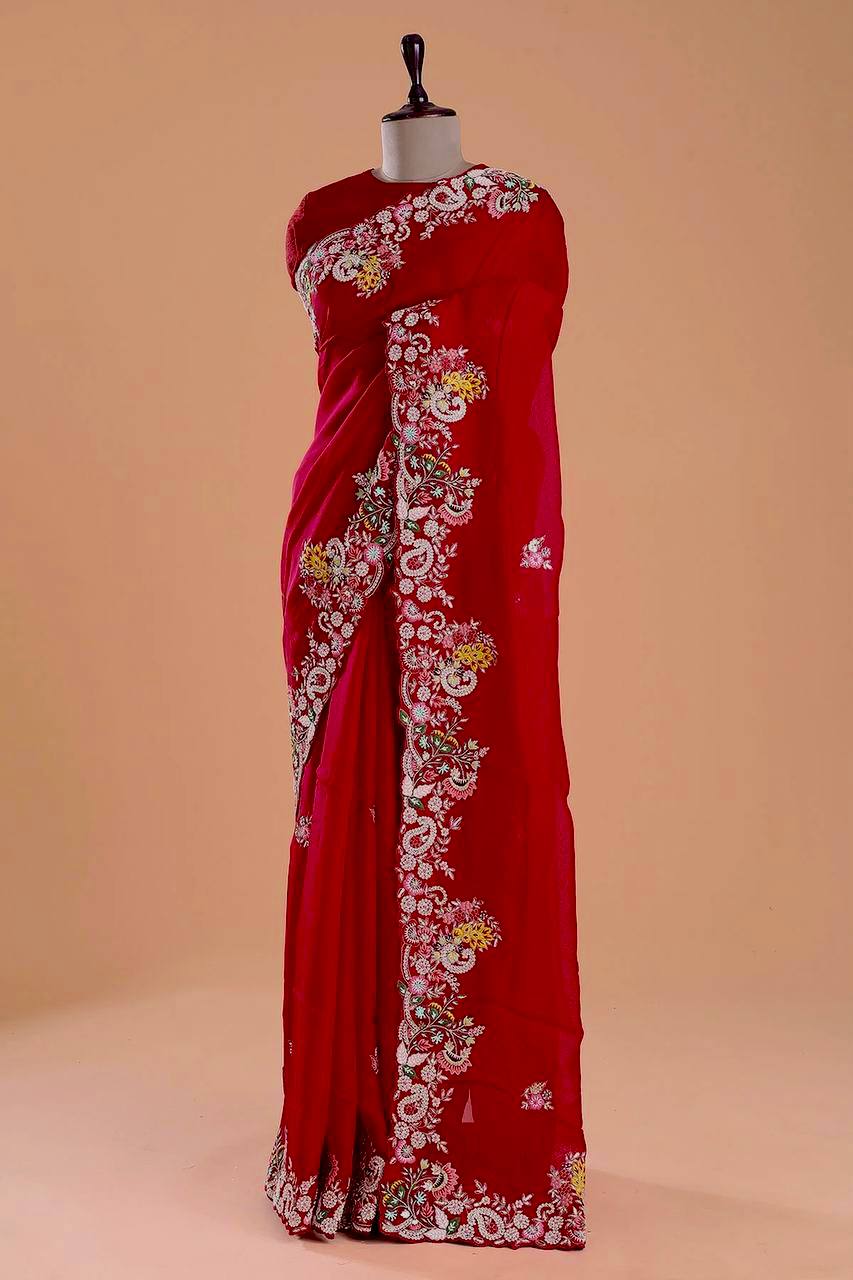 Buy Red Embroidered Sarees online in India