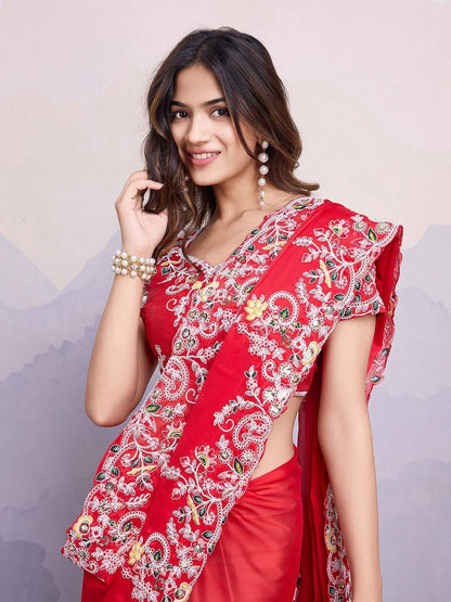 Buy Red Embroidered Sarees online in India