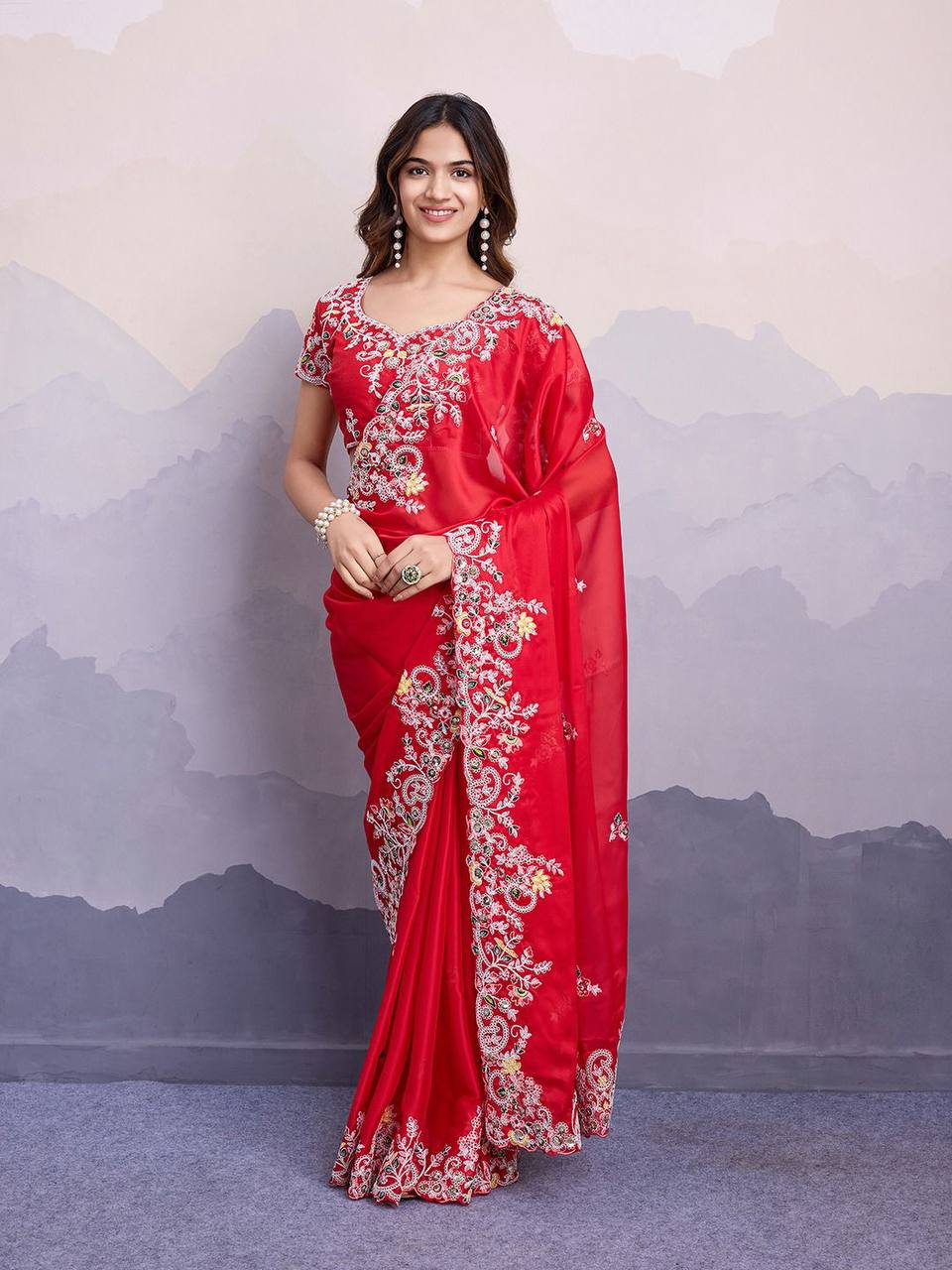 Buy Red Embroidered Sarees online in India