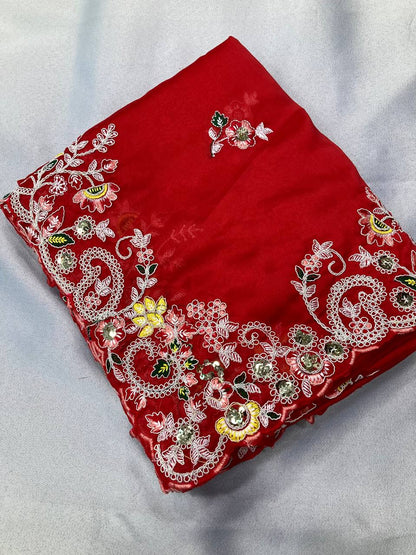 Buy Red Embroidered Sarees online in India