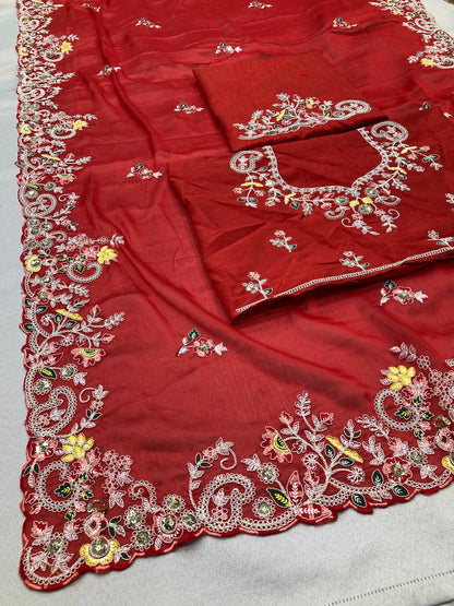 Buy Red Embroidered Sarees online in India