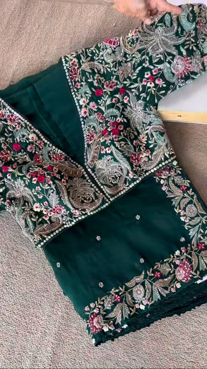 Elegant Green Colored Tabby Organza saree