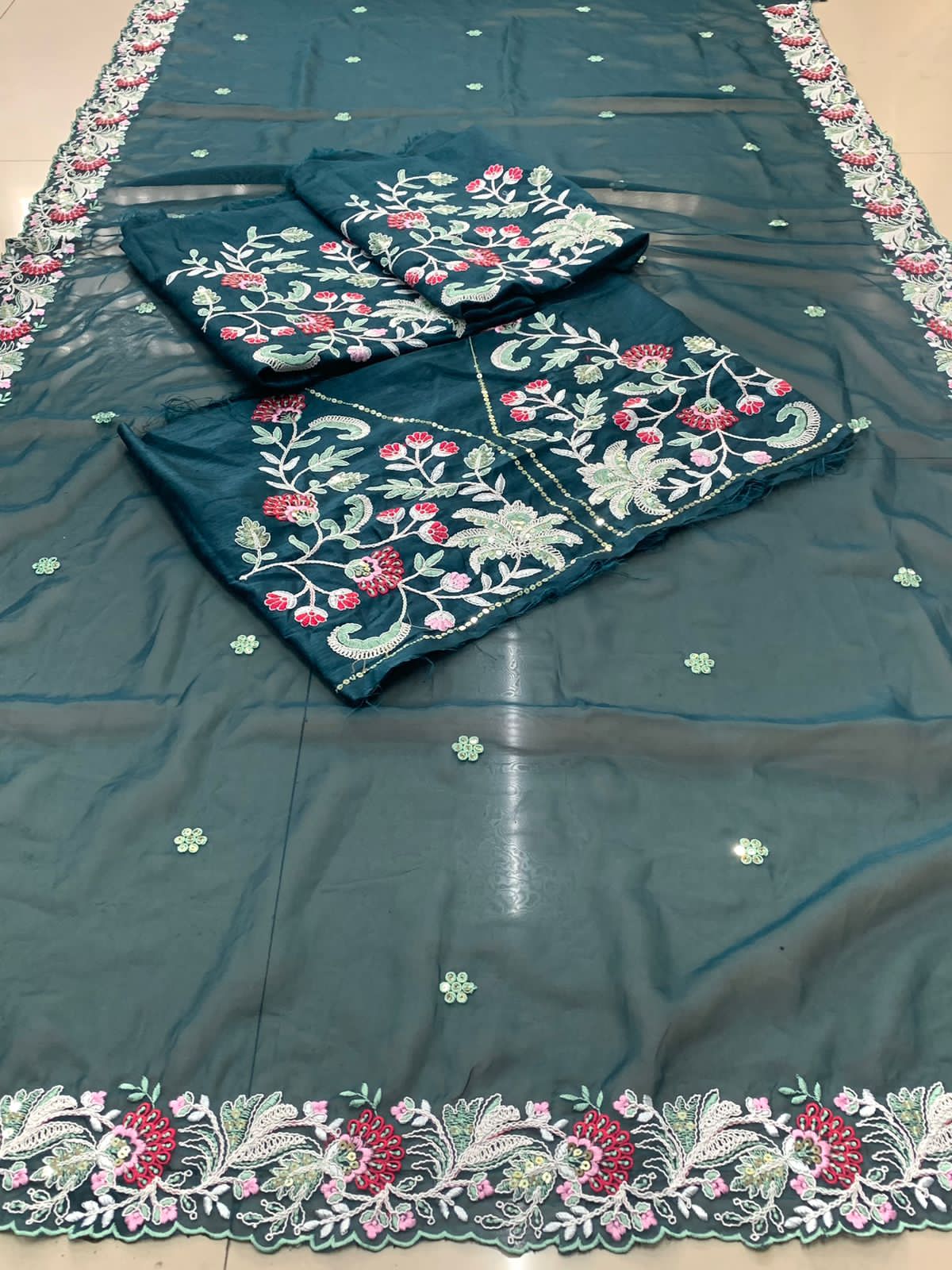 Elegant Green Colored Tabby Organza saree