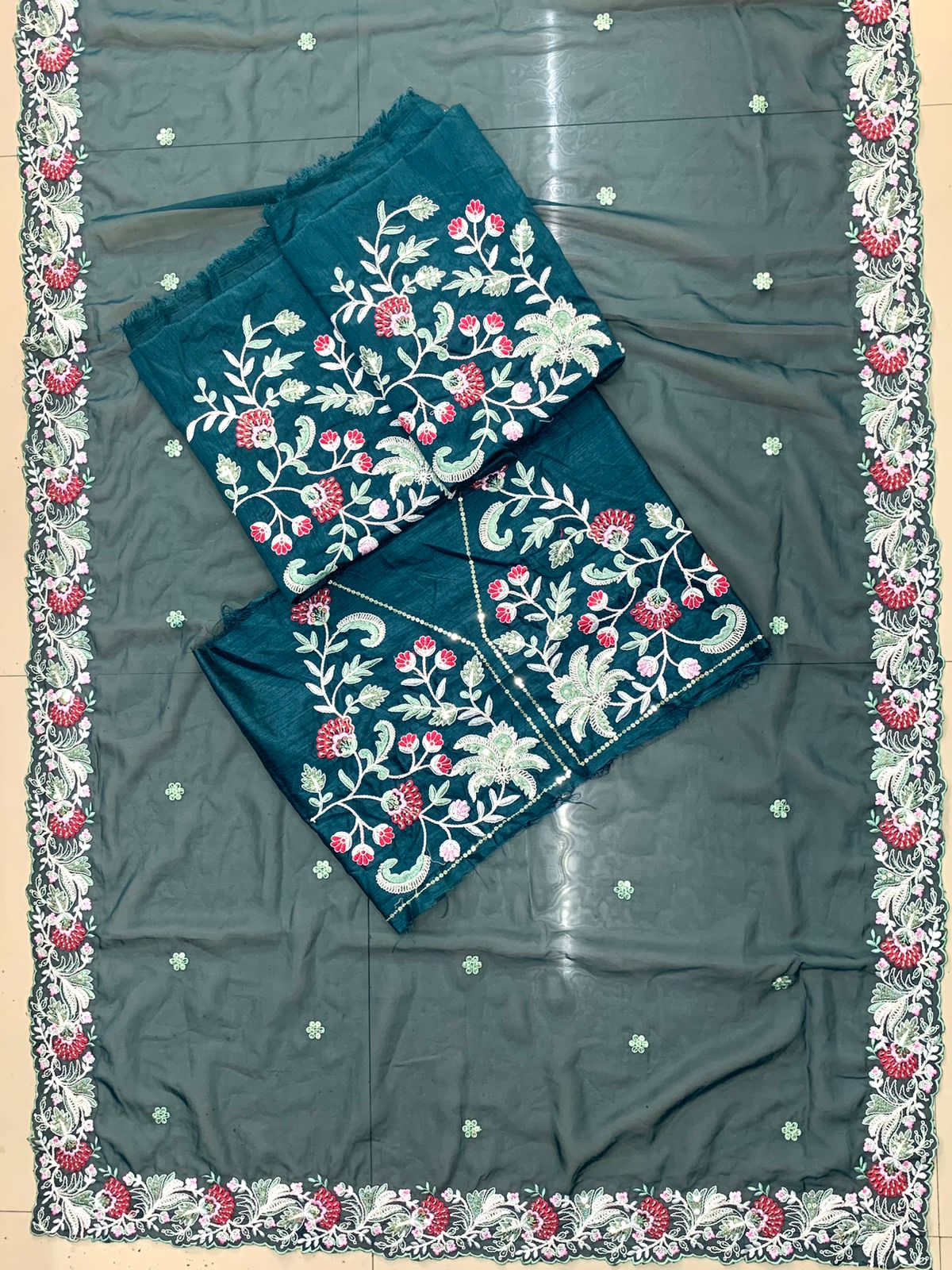 Elegant Green Colored Tabby Organza saree