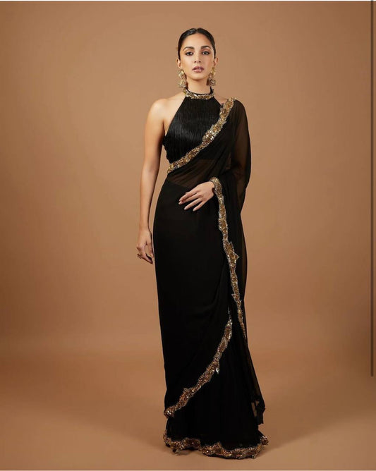 Kiara Advani Bollywood Style Partywear Saree