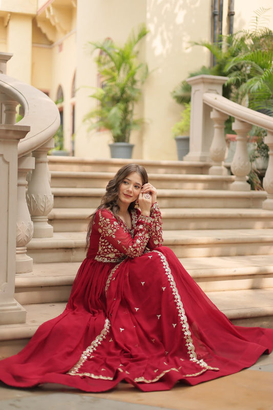 Buy Beautiful Red Color Gown for Women Online in India