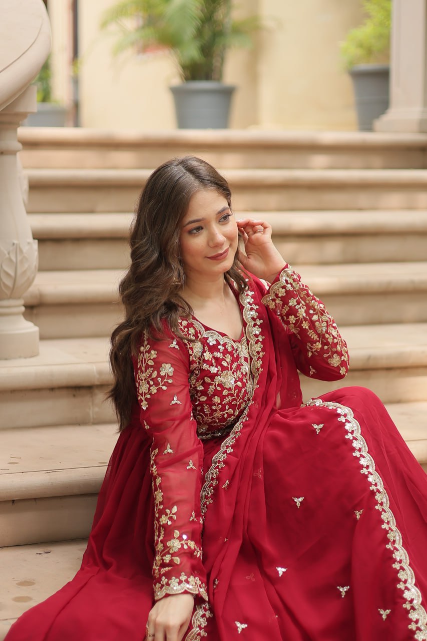 Buy Beautiful Red Color Gown for Women Online in India