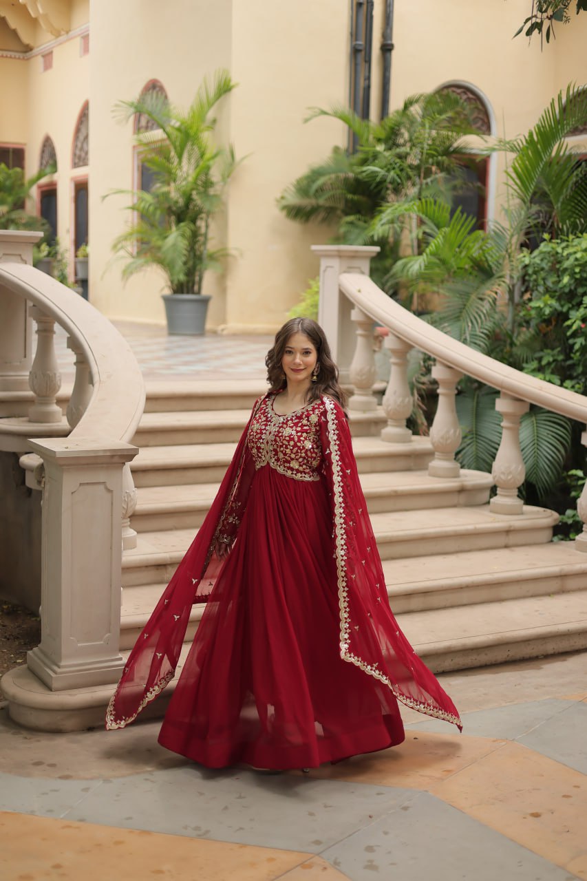 Buy Beautiful Red Color Gown for Women Online in India