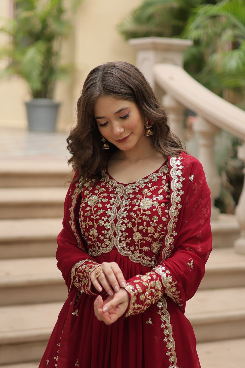 Buy Beautiful Red Color Gown for Women Online in India