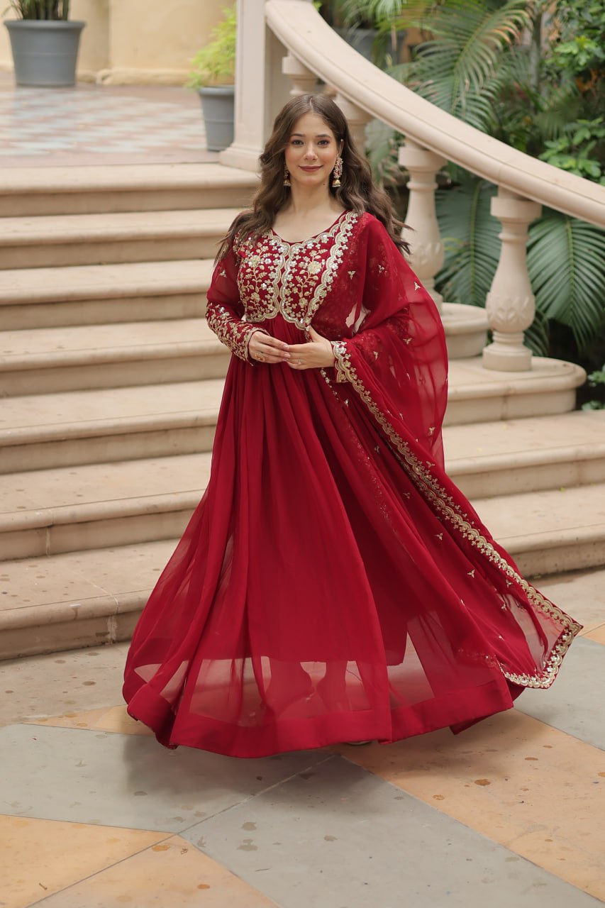 Buy Beautiful Red Color Gown for Women Online in India