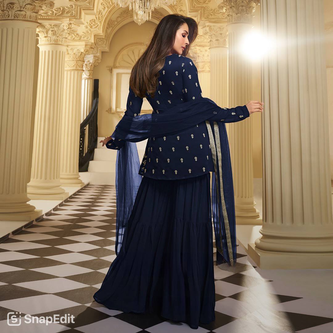 New Designer Party Wear Look Top Sharara Palazzo and Dupatta