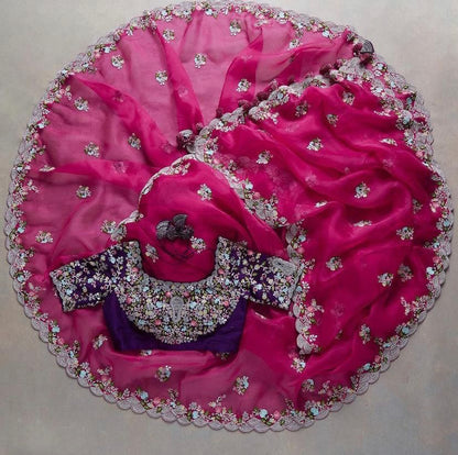 Buy Magenta Silk Organza Saree For Women Online