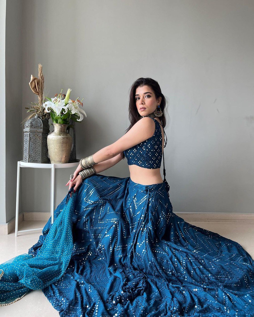 Faux Georgette Embroidered Lehenga Choli with Due Drop Work Dupatta