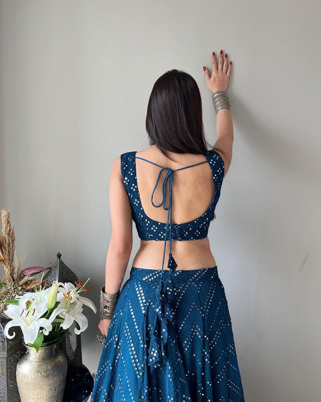 Faux Georgette Embroidered Lehenga Choli with Due Drop Work Dupatta