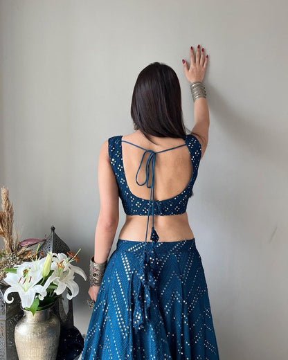 Faux Georgette Embroidered Lehenga Choli with Due Drop Work Dupatta