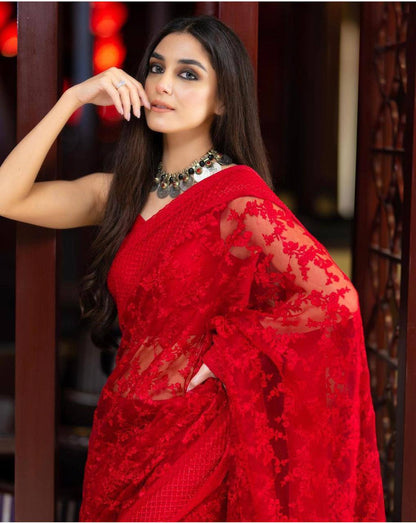 Buy Red Net Saree Online at Best Price in India