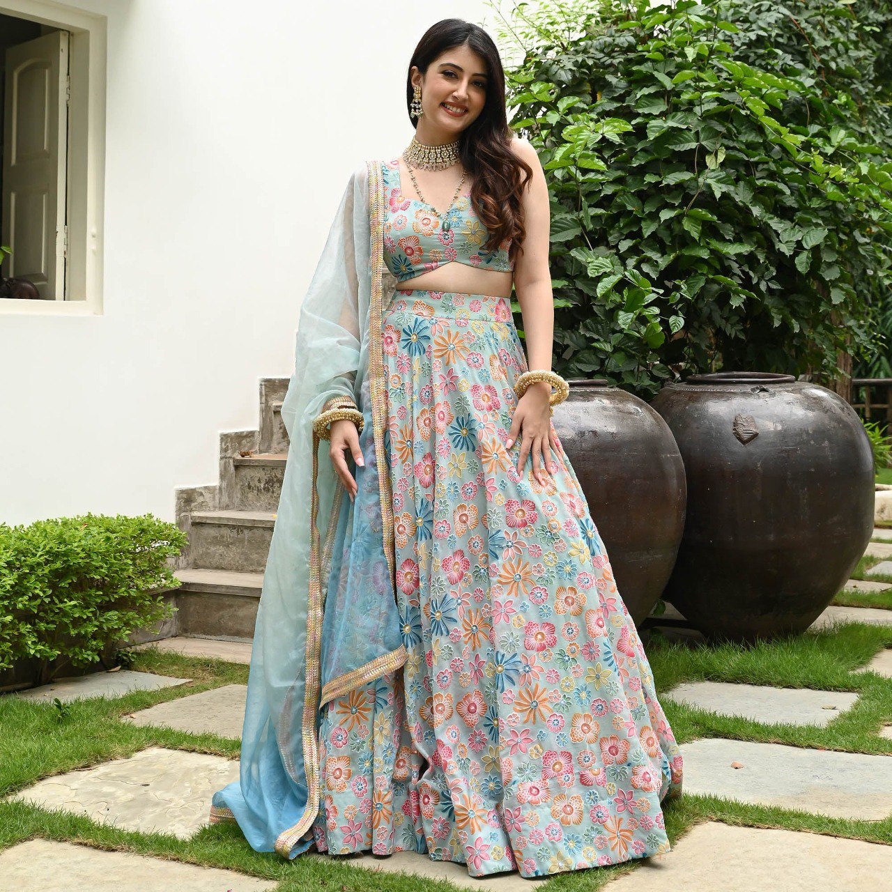 Buy Sea Green Lehenga Choli Online at Best Price