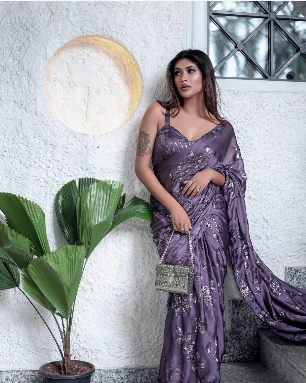 Heavy Kasturi silk with sequins work saree