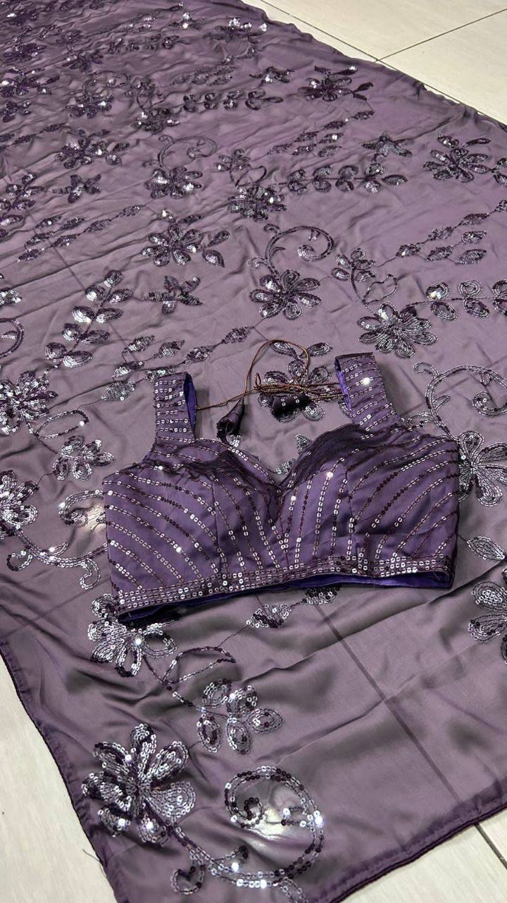 Heavy Kasturi silk with sequins work saree