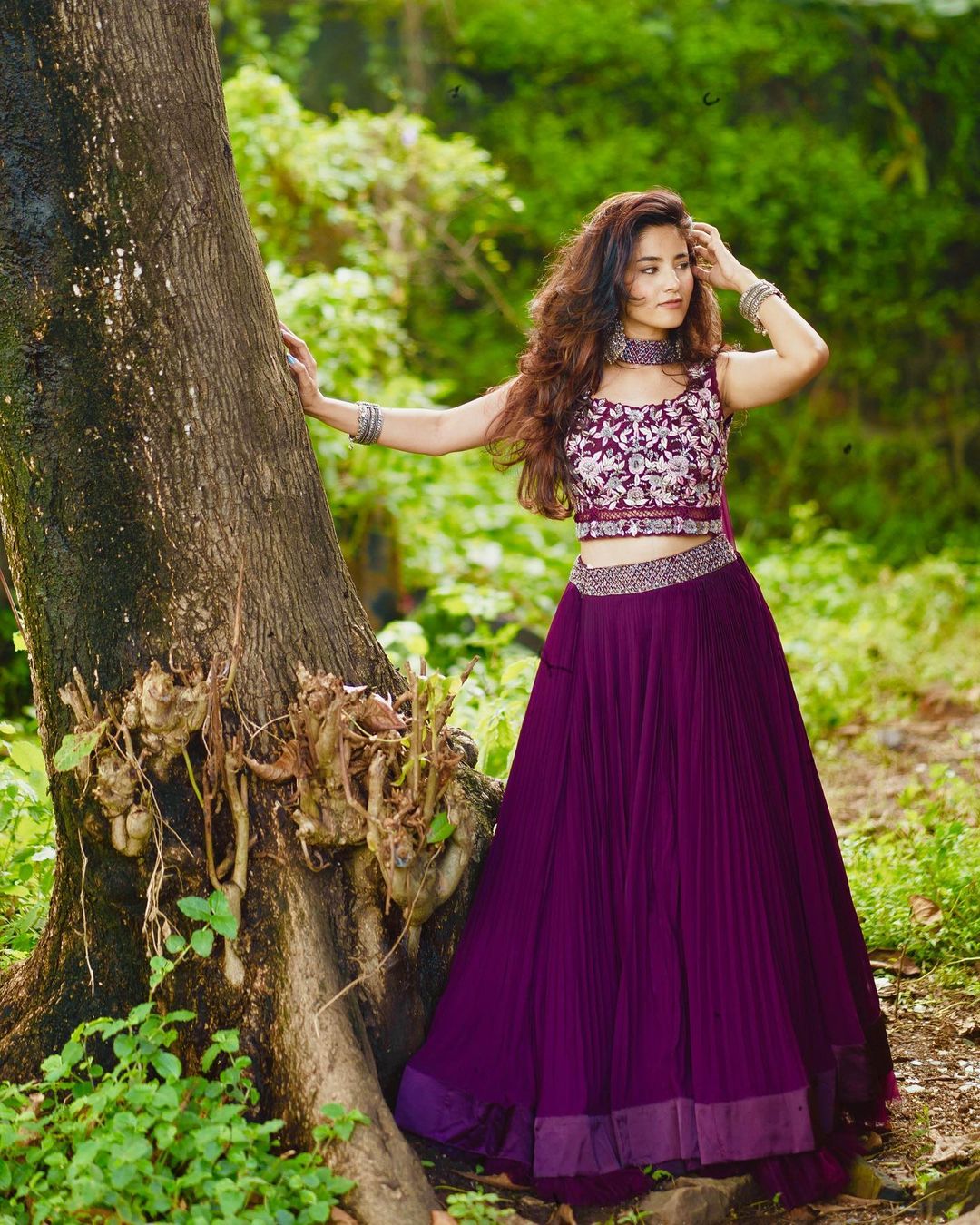 Heavy flared Wine Lehenga Choli