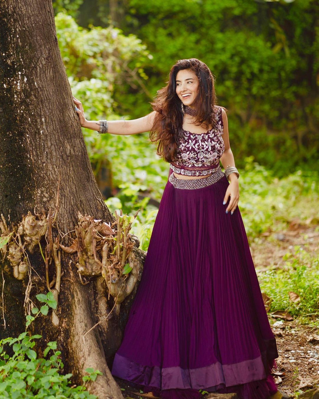 Heavy flared Wine Lehenga Choli