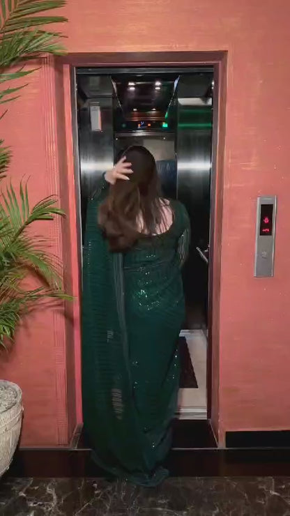Buy Green Sequin Saree online in India