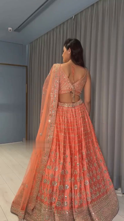 Elegant Devsena Silk Lehenga Set with Zari Embroidery