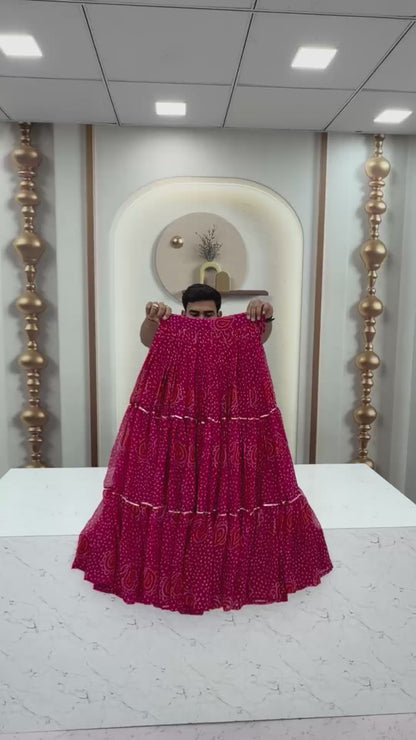 Designer Faux Georgette Pink Navratri Lehenga Choli with Codi Work for Women with Heavy Flare