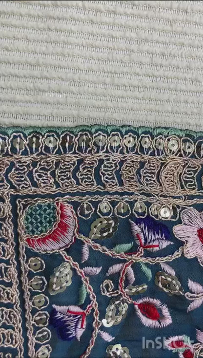 Blue Soft Rangoli Silk Sequence Work Saree With Blouse