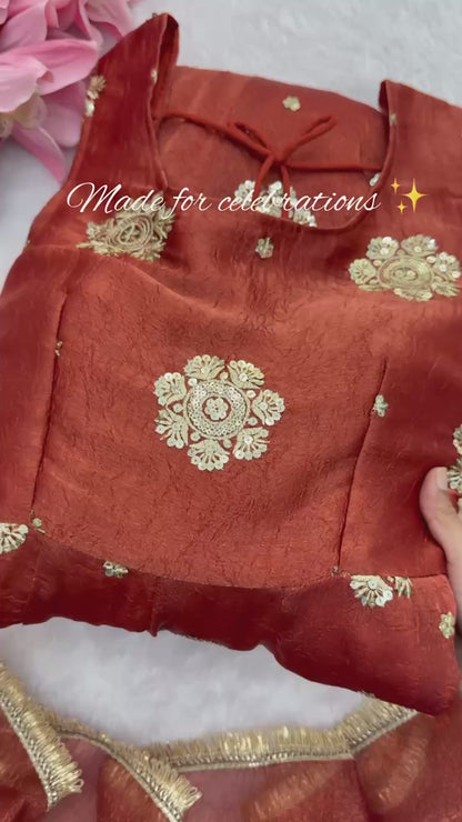 Rust Red Embroidered Anarkali Suit Set with Dupatta for Women Festive Wedding Party Wear Ethnic Dress