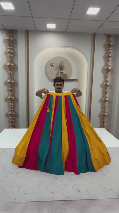 Pure Cotton Lehenga Choli with Mirror Work Choli and Multicolor Kali Lehenga