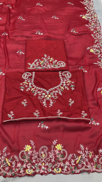 Buy Red Embroidered Sarees online in India