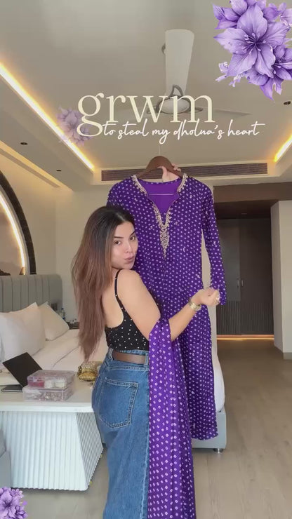 Purple Printed Designer Kurta Pant Dupatta Set for Women Festive Wedding Party Wear Ethnic Dress