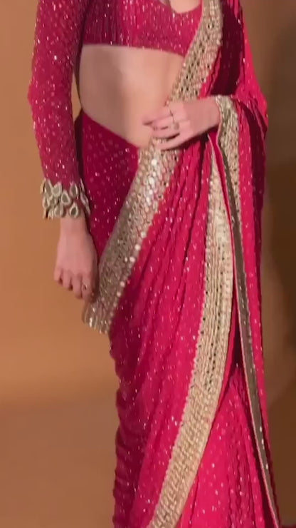 Ananya Pandey Inspired Hot Red Saree