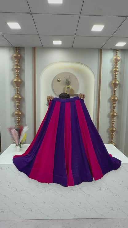 Women Fully Stitched Heavy Work Vichitra Silk Lehenga with Shrug for Navratri