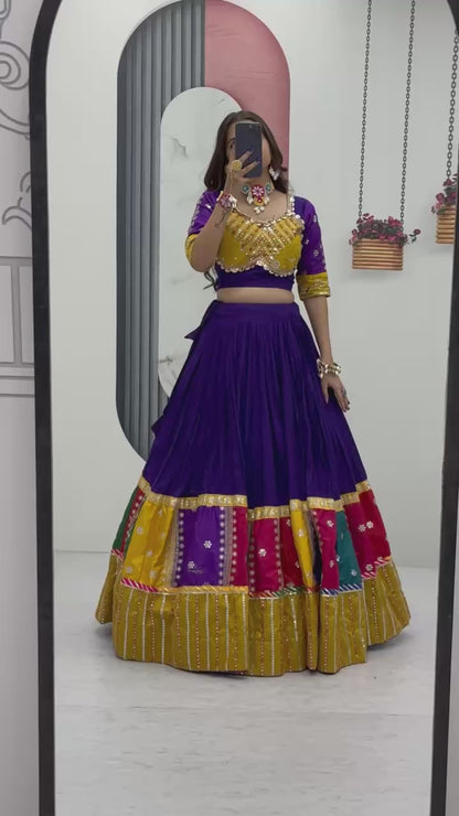 Embroidery Thread And Sequence work Navratri Special Purple Lehenga Choli