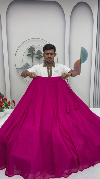 Designer Magenta Pink Indo Western Lehenga Choli with Embroidered Koti for Women
