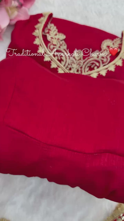 Red Designer Anarkali Suit Set with Dupatta for Women Wedding Festive Party Wear Ethnic Dress