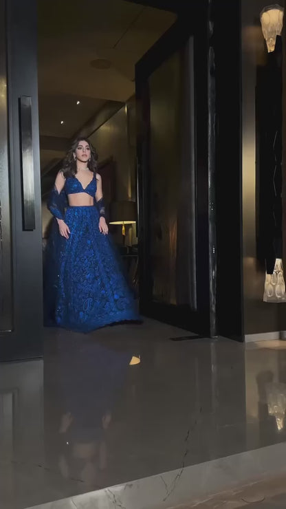 Wedding Wear Zari With Sequence Work Blue Color Lehenga Choli