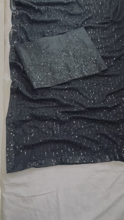 Elegant Black Georgette Saree