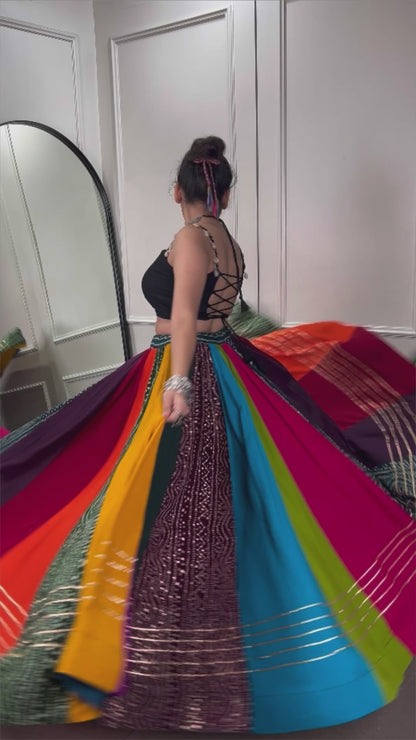 Rainbow Navratri Special Flared Lehenga Choli