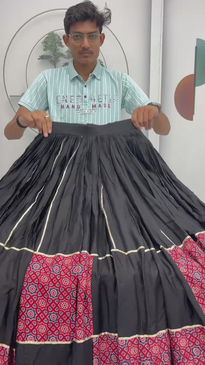 Navratri Special Ajarakh Print  Pure Cotton Black Lehenga Choli