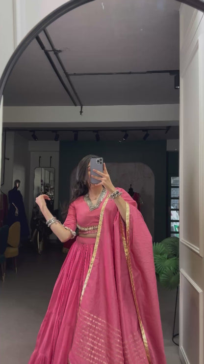 Lehenga that whispers culture – pure Chanderi, pure devotion