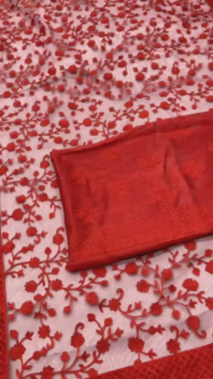Buy Red Net Saree Online at Best Price in India