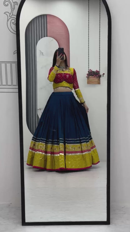 Women's Ethnic Navratri Yellow Lehenga Choli with Embroidered Blouse & Bandhani Dupatta (Copy)
